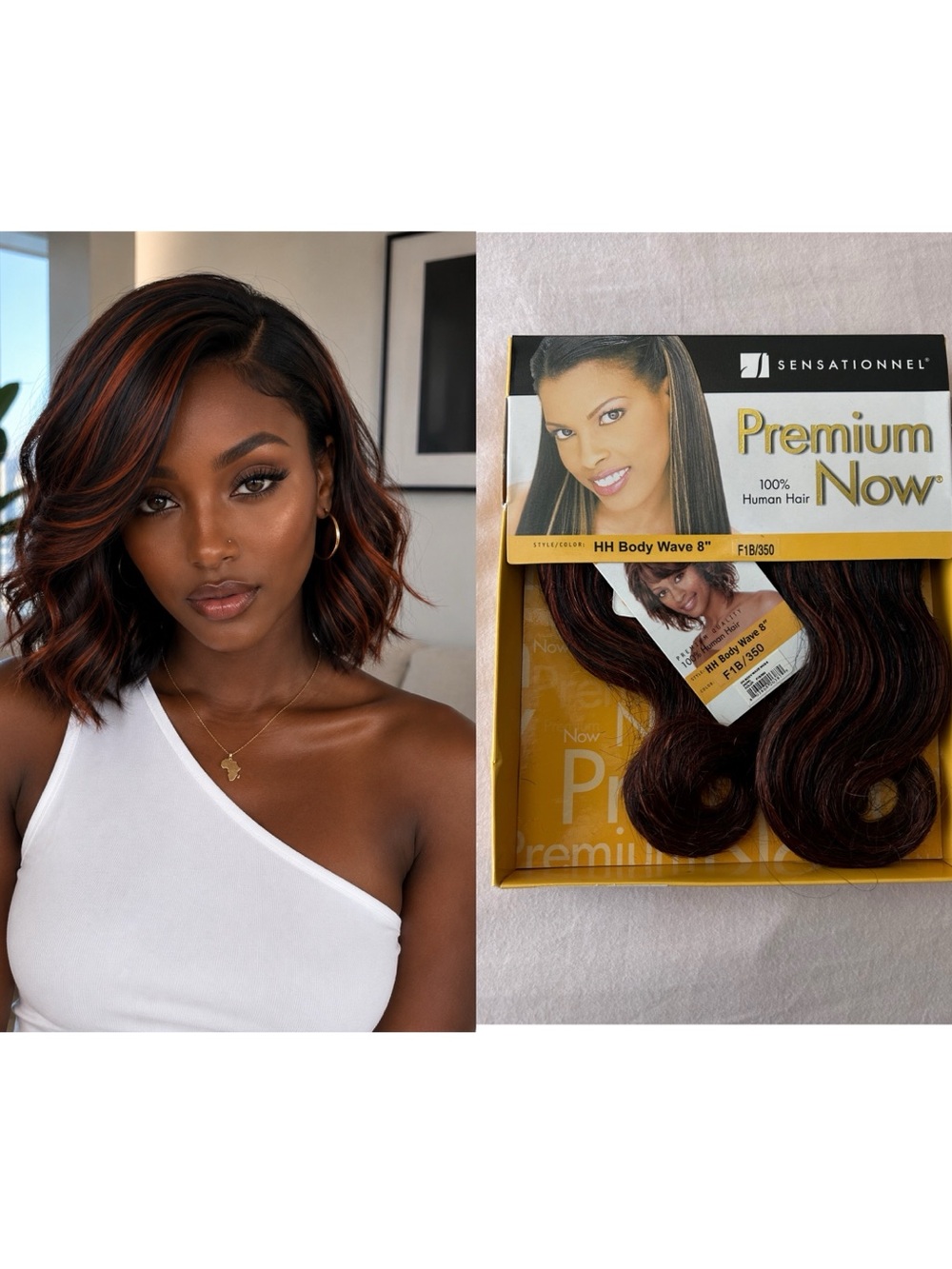 Sensationnel Premium Now Human Hair Body Wave 8” Color F1B/350